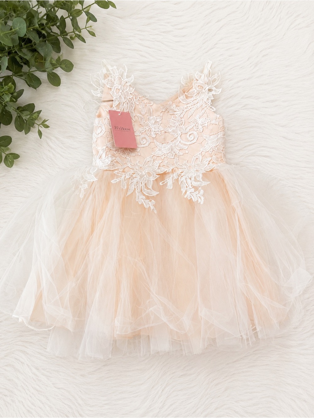 JJs House Blush Pink Lace Tulle Flower Girl Dress